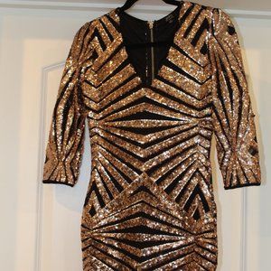 Privy Black & Rose Gold Sequin Bodycon Party dress
